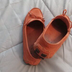 Orange nubuck suede driving mocs